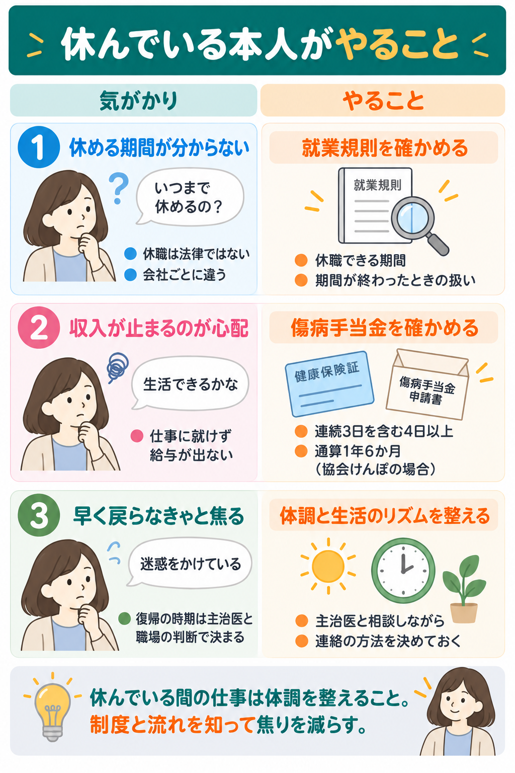休んでいる本人がやること