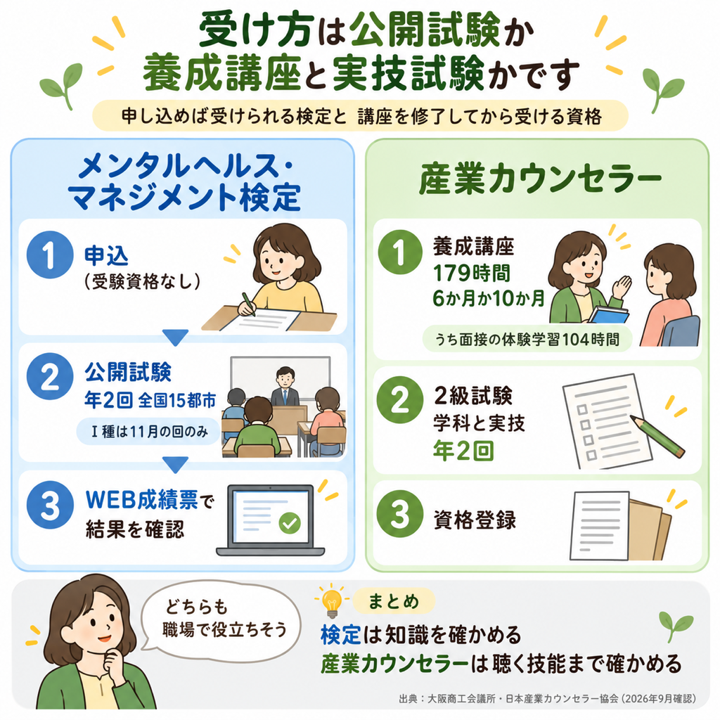 メンタルヘルスマネジメント検定と産業カウンセラーの違い｜検定と養成